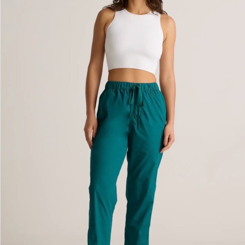 Quince organic cotton poplin pull on pant garden green xs